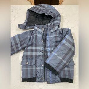 Burberry Baby Puffer Coat in blue plaid / Size 18 mo